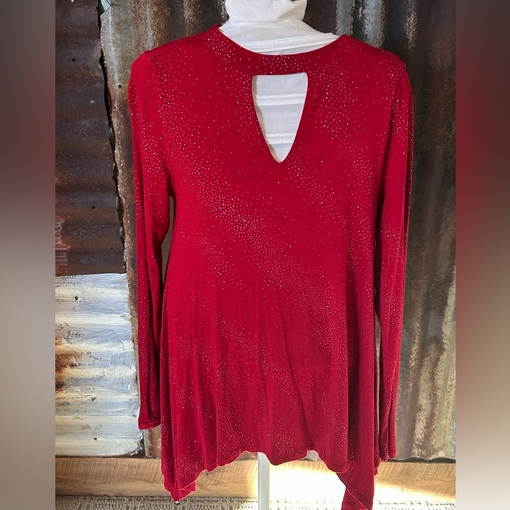 ❤️l☀️Jennifer Lopez Red Embellished Tunic Top- XS